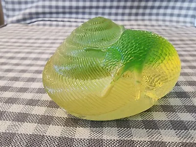 Buy Robin Lehman Cast Glass Paperweight-Snail In Yellow/green Color • 38.31£
