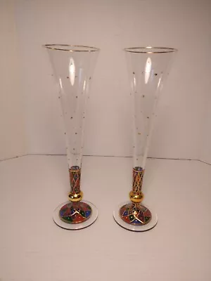 Buy Pier 1 Imports Harlequin Stem Champagne Flutes Set Of 2 Hand Painted  • 43.23£