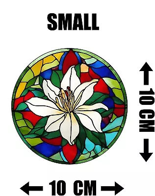 Buy Decorative Flower Lily Stained Glass Effect Static Cling Window Sticker Gift • 3.49£