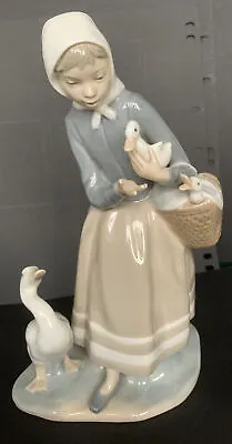 Buy Lladro 4568 Shepherdess With Ducks Geese Figurine Perfect Condition • 35£