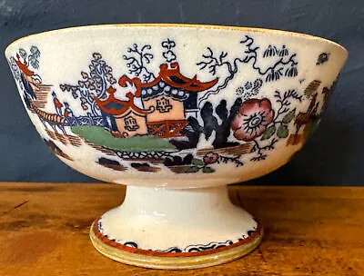 Buy Antique Ceramic Pedestal Fruit Bowl - Oriental Scenes / Pagoda - See All Photos • 25£