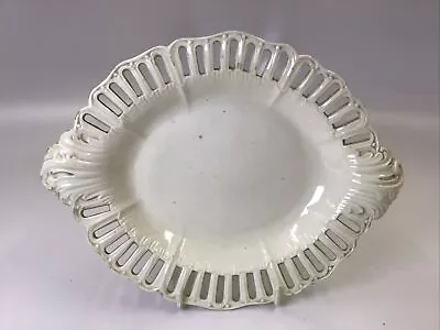Buy Antique Hollins Creamware Pottery Reticulate Handle Dish Bowl Oval Plate 10” • 215.78£