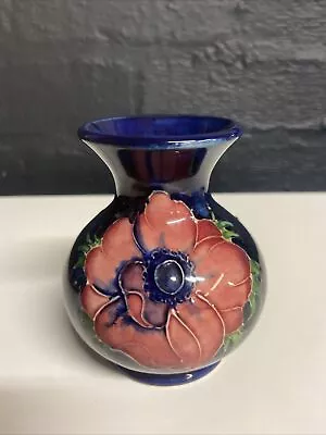 Buy Moorcroft Pottery Anemone Vase In Cobalt Blue, Red And Purple 10cm Baluster  B32 • 79.99£