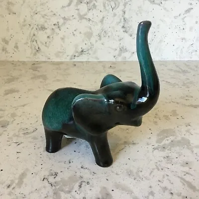Buy Vintage Blue Mountain Pottery Baby Elephant W/Raised Trunk Figurine 4.5  X 4.75  • 16.96£