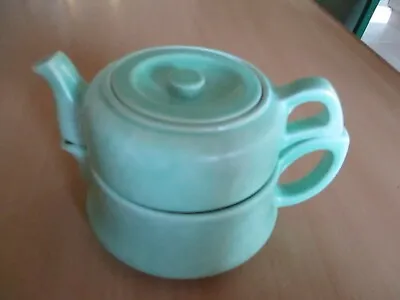 Buy George Clews & Co Pottery 1940's  Vintage Dub-L-Dekr Teapot & Hot Water, Green • 15£