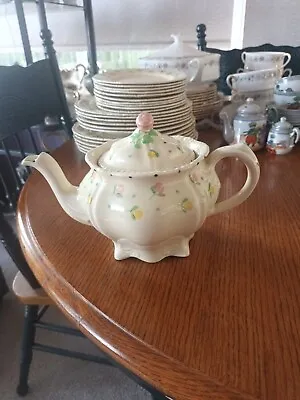 Buy C4 Pottery Ridgways Hand Painted Bedford Ware - Dainty Floral, Embossed Teapot • 49£