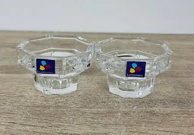 Buy Vintage Luminarc Bolsuis France Crystal Glass Candle Holders Pair Octagonal. • 12£