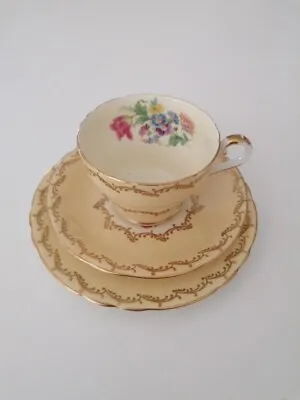 Buy Vintage Cup And Saucer Aynsley Bone China Floral Gold Design • 10£