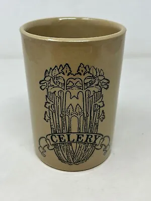 Buy Celery Stoneware Jar Vase Storage Canister Kitchenalia Brown England 14cm Vtg GA • 14.99£