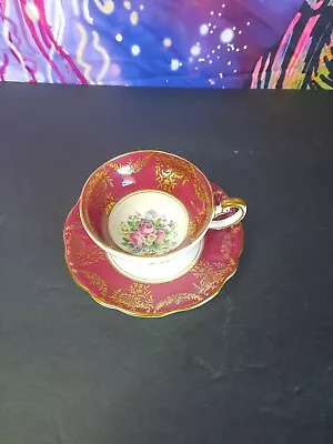 Buy EB Foley Bone China Tea Cup And Saucer Red White Gold Floral RARE Numbered • 22.08£