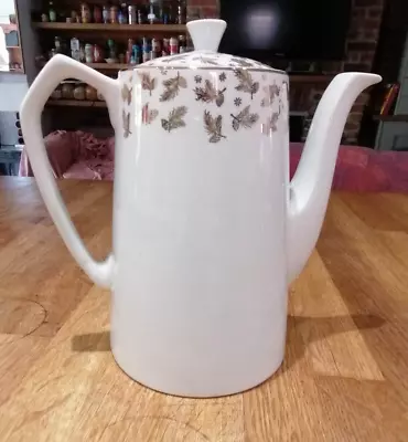 Buy Gold White Alfred Meakin 19cm High Coffee Pot Gold Leaves On White China KIT • 6£
