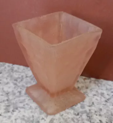 Buy Pink Opaque Glass Vintage Square Footed Vase • 2.49£