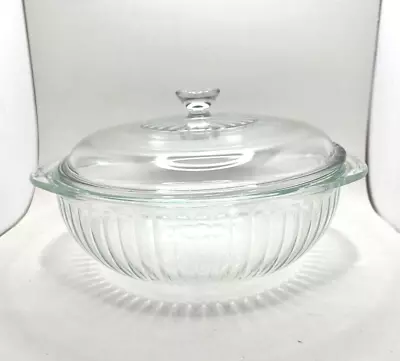 Buy Pyrex #024-S 2QT Clear Ribbed Scalloped Round Casserole Serving Bowl W/ Dome Lid • 17.24£