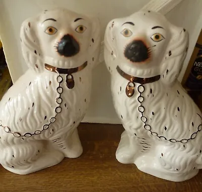Buy Pair Staffordshire Dogs  9  22 Cm  Hand Painted Lovely Display (80) • 87£
