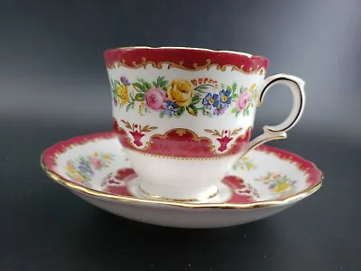 Buy Crown Staffordshire Burgundy Red Tunis Tea Cup & Saucer Set • 17.05£