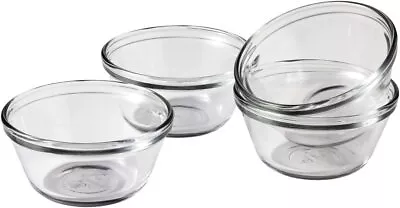 Buy Anchor Hocking Set Of 4 Clear Glass Custard Cups Bowls Deserts Baking Sweets • 13.99£