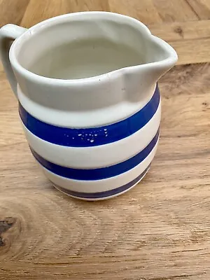 Buy Blue & White Stripe Milk Etc Jug Staffordshire Chef Ware Vintage Pottery • 5£