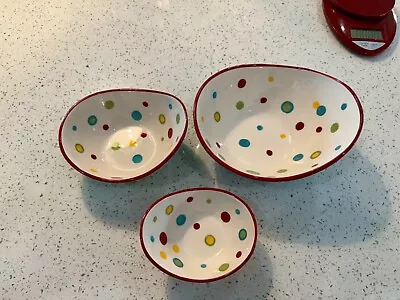 Buy Nesting Bowls  Colorful Dots Oval Shape Preowned Mint Largest 8.5  By 4.5  H • 23.98£