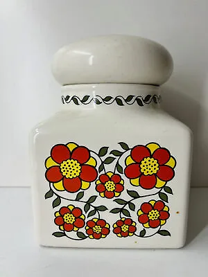 Buy Vintage Taunton Vale Red And Yellow Flower Ceramic Lidded Storage Canister • 15.99£