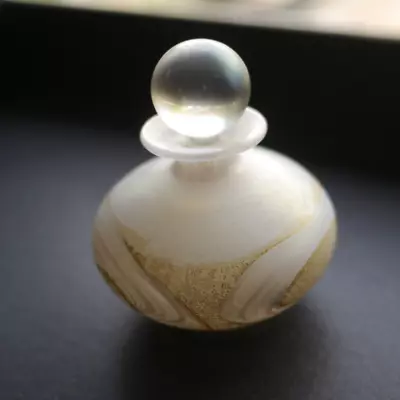 Buy Vintage Isle Of Wight Glass - White And Gold Perfume Bottle • 5£