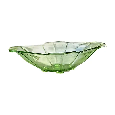 Buy SOWERBY Vintage Art Deco Green Clear Glass Oval Fruit Bowl 1920's/30's • 24.90£