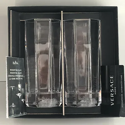 Buy VERSACE Medusa Lumiere Clear LONGDRINK GLASS Set Of 2  New In Box Express Ship • 139.86£