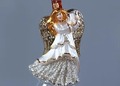 Buy GLASSWARE ART STUDIO SILVER ANGEL WITH SMALL HARP Glass Ornament 7  • 23.72£