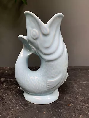 Buy Wade Pottery Fish Gluggle Jug, 7 Inches, Pale Blue • 18£