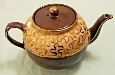 Buy Vintage Arthur Wood Teapot From England Globe Style Brown Gold Glaze Earthenware • 33.20£
