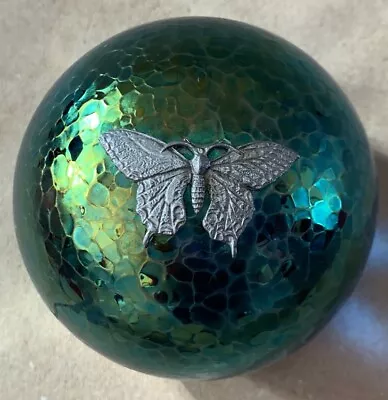 Buy Vintage Heron Glass Textured Iridescent Butterfly Paperweight. • 24£