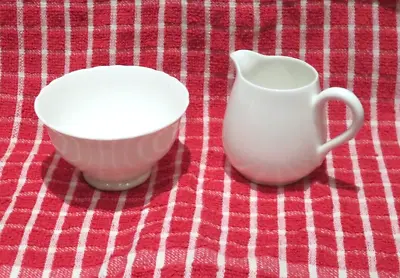 Buy Vintage White Fine Bone China Sugar Bowl & Creamer Milk Jug Crown Staffordshire • 10£