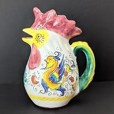 Buy Italian Pottery Pitcher Deruta Italy Ceramic Chicken Rooster Signed 8 1/2  High • 21.80£
