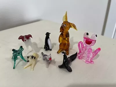 Buy Vintage 1960s Handblown Glass Miniature Animal Figurines: Rabbit, Frogs, Dogs... • 23.48£