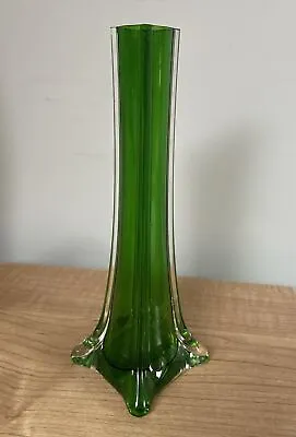 Buy Original Art Nouveau Green Glass Stem Vase VGC • 15.50£