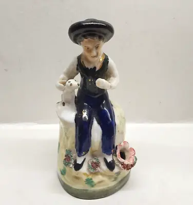 Buy Lovely Small Antique Staffordshire Boy & Dog Figure / Pen Holder C1860 • 28£