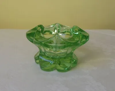Buy Heavy Vintage Green Cut Glass Trinket Dish Or Candle Holder • 5£