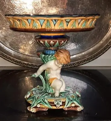 Buy Enchanting Antique Wedgwood Majolica Comport With Putti C 1851 • 114.99£