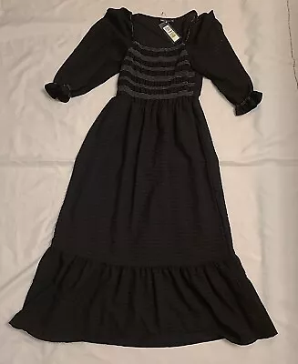 Buy Marks And Spencer Black Long Shelved Dress Size 10 Regular Length RRP £45.00 • 12£