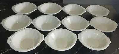 Buy 11 Homer Laughlin Colonial White 7.25  Lugged Cereal Bowl Multisided All White • 28.39£
