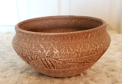 Buy Artisan Ghanaian Pottery Planter Vase 4  Round Brown Tribal Etchings Handmade • 28.81£