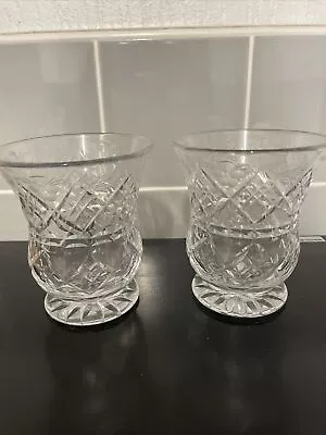 Buy 2 X Crystal Cut Glass Vases In Lovely Condition • 16.50£