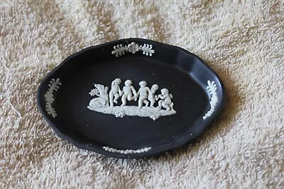 Buy Wedgwood Black Jasperware Small Tray Trinket Dish Cherubs Vintage 11cms By 8cms • 2.99£