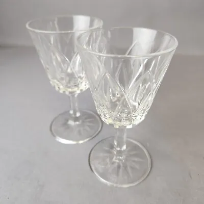 Buy Vintage Crystal Cut Glass Wine Glasses - Set Of 2 - Free P&P - Wedding - Set • 12.50£