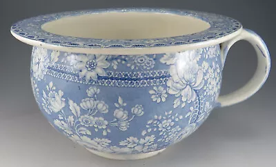 Buy Antique Pottery Pearlware Blue Transfer Floral Pattern Chamber Pot 1830 • 74£