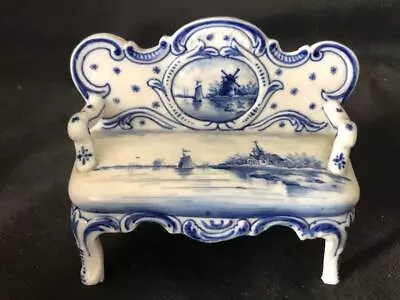 Buy Good Antique Dutch Delft Blue And White Chair Ornament. • 9.99£