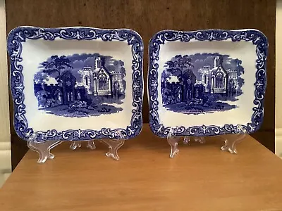 Buy Pair Of Geo. Jones & Sons Blue And White Shredded Wheat Dishes Abbey 1790. • 10£