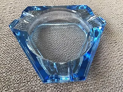 Buy 60s Vintage Retro Sklo Union Small Blue Triangular Glass Pin Dish. 6.5x1.5cm. • 6£