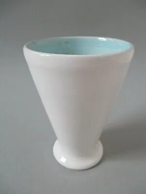 Buy A Vintage / Antique Royal Barum Ware White Vase Peppermint Interior CH. Brannum • 10.95£
