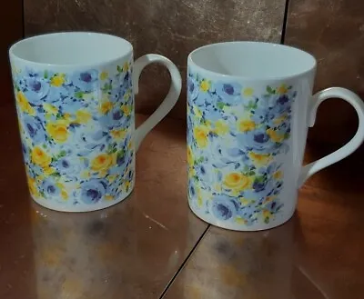 Buy 2 X  Beautiful ROY KIRKHAM FLOWER PATTERN Modern Mugs Cups.Lovely Quality Mugs • 17.99£