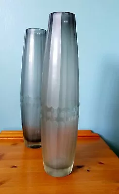 Buy Gorgeous Large 40cm Swedish Style Faceted Grey Mid Century Blown Glass Vase • 95£